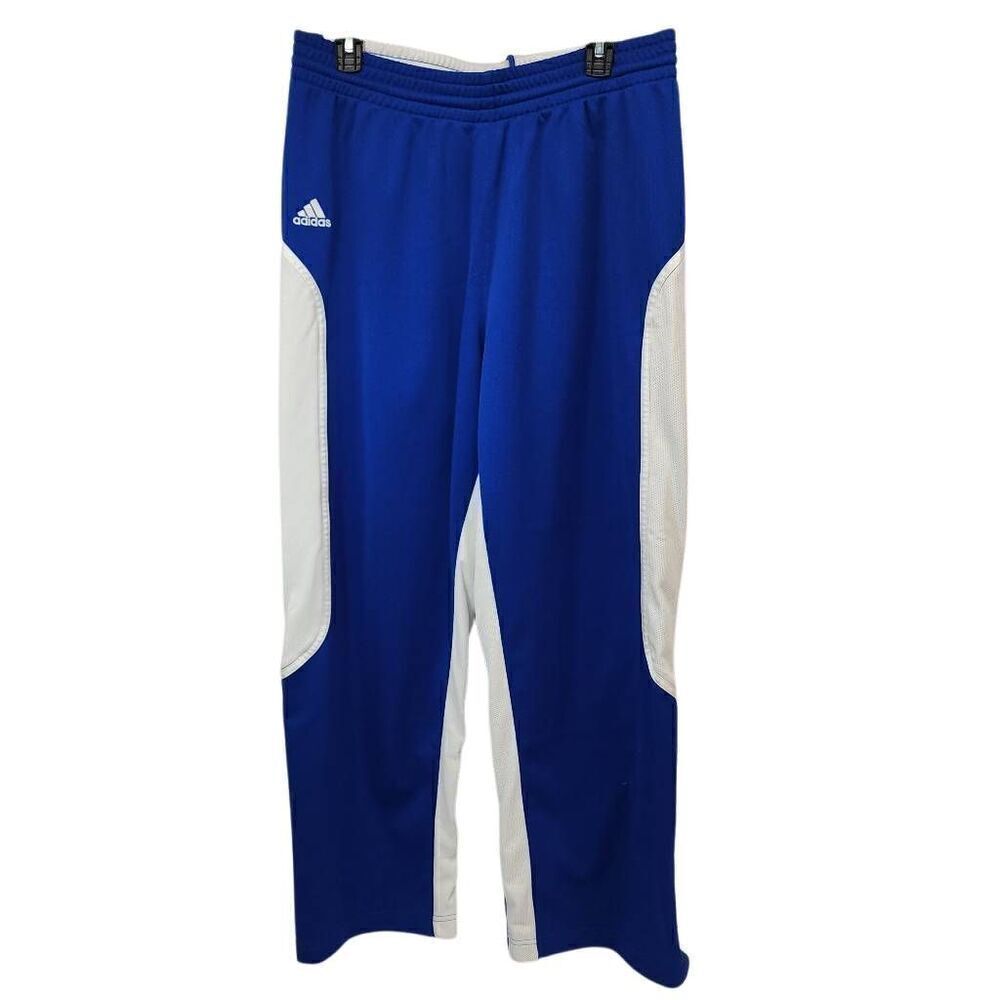 Adidas Climalite Sweatpants Mens Large Blue White Ankle Zip Sweats Warm Ups